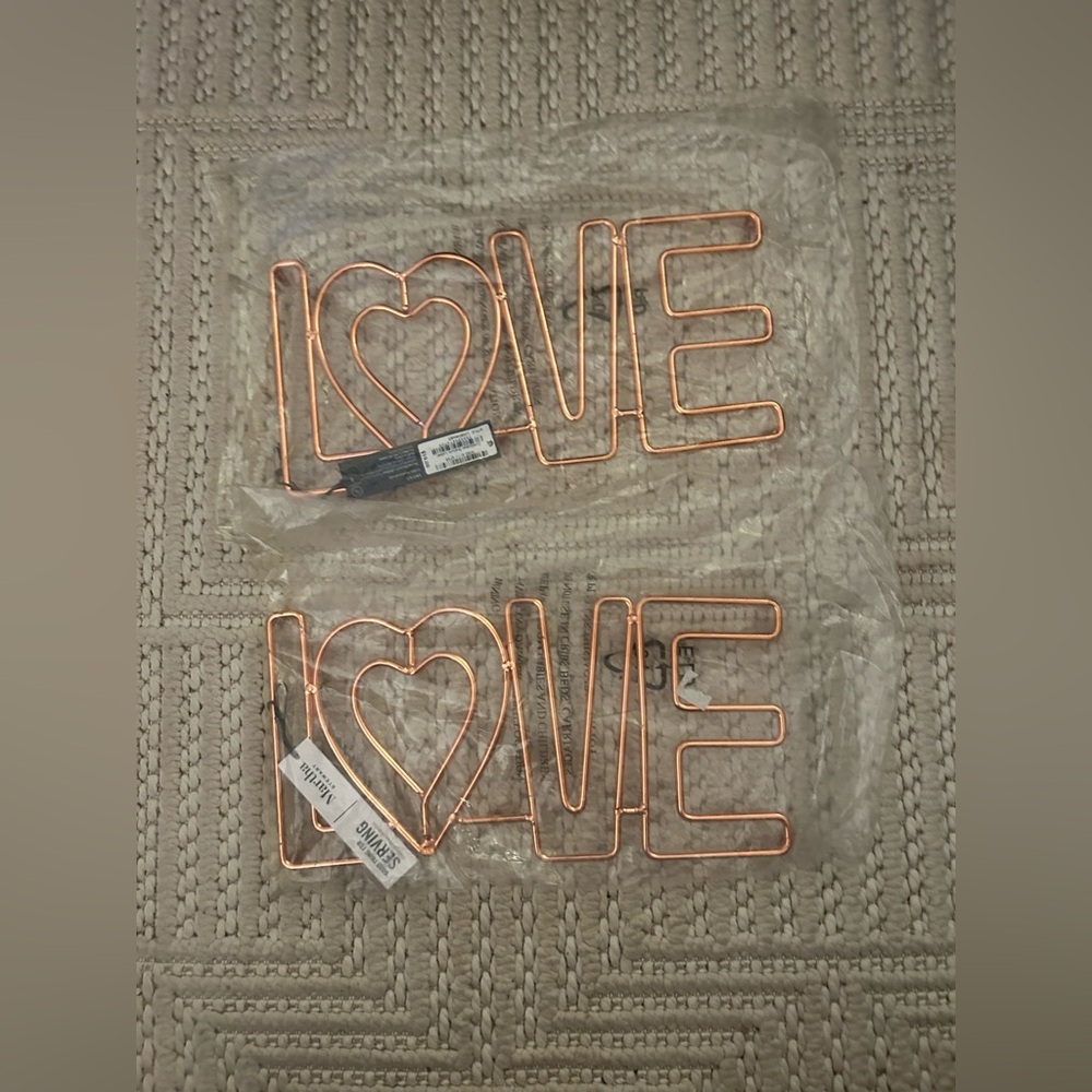 Lot: 2 Martha Stewart Good Things For Serving Bronze Colored Love Sign NWT